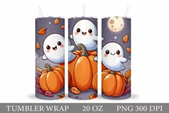 Cute Ghost Tumbler Sublimation. Halloween Tumbler Design Product Image 1