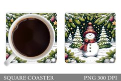 Cute Snowman Coaster Sublimation. Christmas Coaster Design Product Image 1