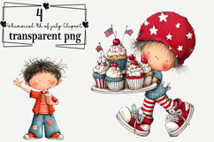 Whimsical 4th of July Clipart Watercolor PNG Product Image 1