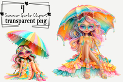 Summer Girls Clipart Watercolor PNG Product Image 1