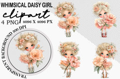 Whimsical Girl Clipart Watercolor png Product Image 1