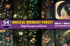 Magical Midnight Forest Backgrounds PNG Product Image 1