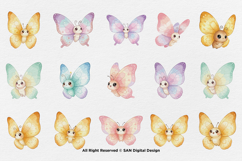 15 Bundle Watercolor Cute Butterfly Kids Animal Caterpillar Product Image 8