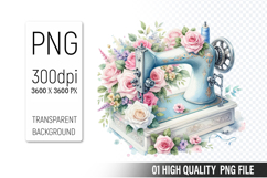 Vintage Sewing Machine Clipart PNG Bundle, High Quality PNG Product Image 6