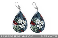 Flowers Earring Sublimation. Flowers Teardrop Earring Product Image 1