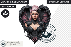 Pastel Goth Fairy Clipart, Black Pink PNG fantasy clipart Product Image 1