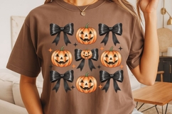 Coquette Pumpkin Png, Preppy Coquette Bow Halloween Png. Product Image 6