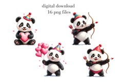 Valentine’s Day Panda Clipart, Kawaii Panda PNG Bundle Product Image 4