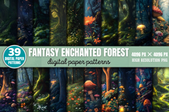 Fantasy Enchanted Forest Digital Paper Bundle PNG Product Image 1