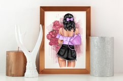 Fashionable girl with flowers clipart Product Image 4