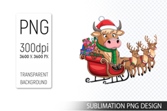 Cute Christmas Highland Cow , Animal Sublimation Clipart PNG Product Image 1