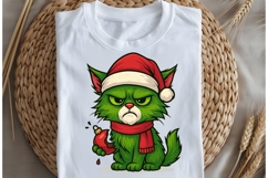 Funny Christmas green cat png design for T-shirts Product Image 5