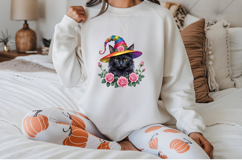 Halloween Black Cat with Rainbow Witch Hat | Pride Halloween Product Image 2