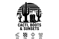 Cacti Boots Sunsets Svg, Western Cowgirl Svg, Desert Western Product Image 8