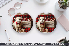 Sheep Car Coaster Sublimation| Christmas Coaster PNG Product Image 1