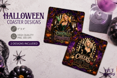 Witch Vintage Carnival Halloween decor square Coaster Product Image 1