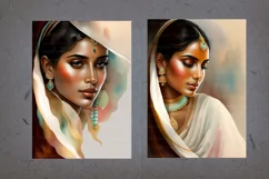 Desi art, Indian woman illustration 14 PNG Product Image 8