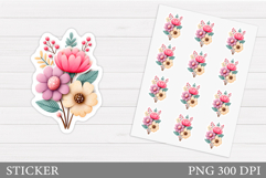 Flowers Sticker Design. Floral Sticker Printable Product Image 1