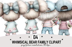 Whimsical Bear Family Clipart Watercolor Clipart png Product Image 1
