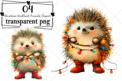 Christmas Woodland Animals Clipart Watercolor PNG Product Image 1