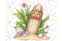 Tropical Tiki Friends PNG Clipart, Cute Summer Art Product Image 4