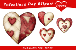 Patchwork Fabric Heart Clipart PNG Product Image 1