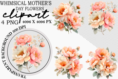 Whimsical Mother's Day Flowers Clipart Watercolor png Product Image 1