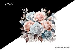 Blue and Rose gold FlowersPNG, Bouquet PNG Product Image 1