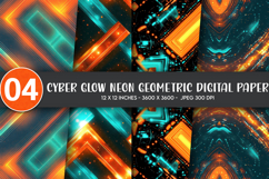 Cyber Glow Neon Geometric Digital Paper Product Image 1