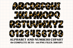 Black and Gold Alphabet png clipart, gold letters doodle Product Image 2