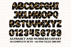 Black and Gold Alphabet png clipart, gold letters doodle Product Image 2