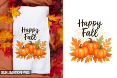 Happy Fall Pumpkin &amp; Leaves Sublimation Towel PNG Product Image 1