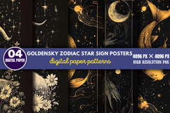 GoldenSky Zodiac Star Sign Posters Bundle PNG Product Image 9