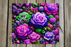 Flowers, black background | folk tumbler Sublimation designs Product Image 8