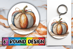 Sweet Keychain Round Design PNG, Pumpkin Watercolor Product Image 1