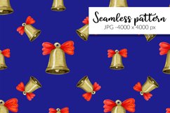 Christmas bells watercolor seamless digital paper Product Image 1