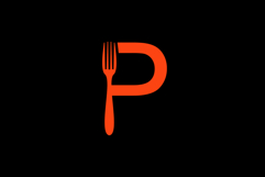 Letter P with Integrated Fork Food Logo Vector Product Image 2