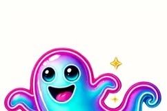 Neon Boo Ghost PNG Digital Download, Halloween Sublimation Product Image 2