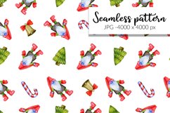 Watercolor pattern with Christmas gnomes Product Image 1