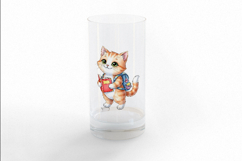 Cute Kitten with Backpack Reading a Book Watercolor PNG Product Image 2