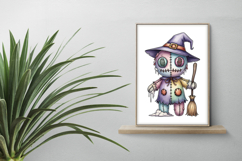 Witch Hat Stitched Doll Broom Halloween Voodoo PNG Product Image 2