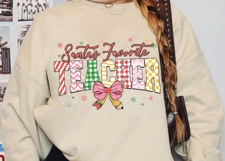 Santa’s Favorite Teacher Christmas Sublimation,Christmas Png Product Image 4