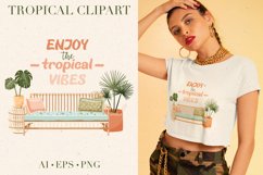 Tropical plants summer vector clipart, sublimation Product Image 1