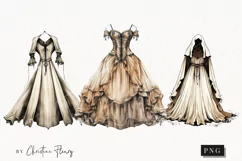 Vintage Goth Dresses Clipart | Vintage Gothic PNG Product Image 1