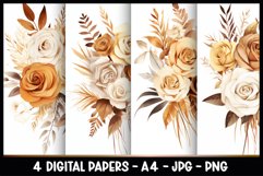 4 Beautiful Flowers Digital Papers I Junk Journal Pages Product Image 1