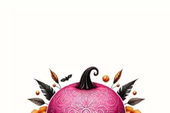 Pink Skull Pumpkin Halloween PNG, Spooky Season Graphic Product Image 2