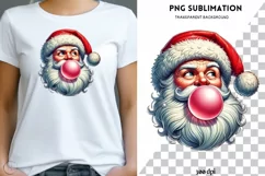Retro Groovy Santa Claus PNG,Preppy Blowing Bubble Christmas Product Image 1