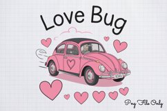 Love bug PNG, Retro Valentine Sublimation PNG Product Image 1