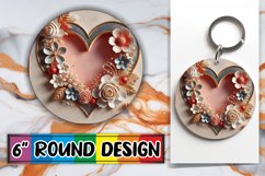 Sweet Sublimation Circle Keychain, 3D Heart Product Image 1