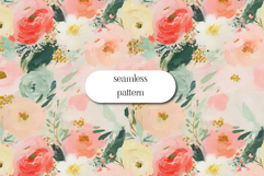 Pastel Watercolor Floral Seamless Pattern Digital Paper Product Image 1
